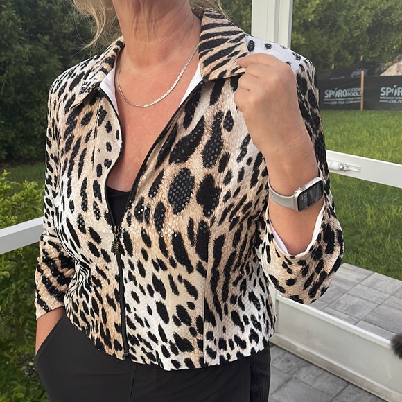 Joseph Ribkoff sequin Leopard Jacket - Picture 12 of 16